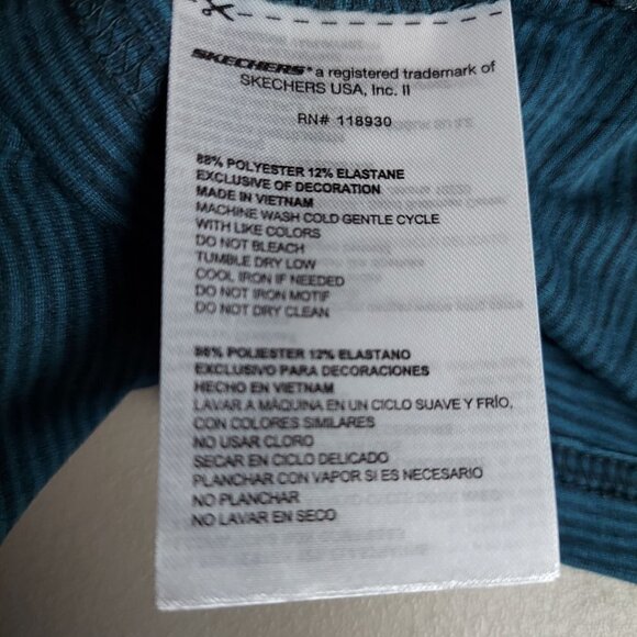 Skechers Women's Plus Size Teal Green Pinstripe GoDri Stride Athletic Tee - Picture 6 of 10